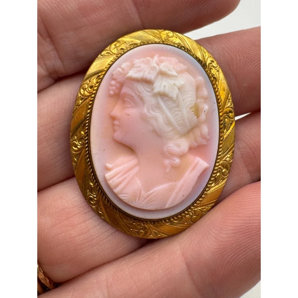 Vintage Cameo Brooch Resin 1.5